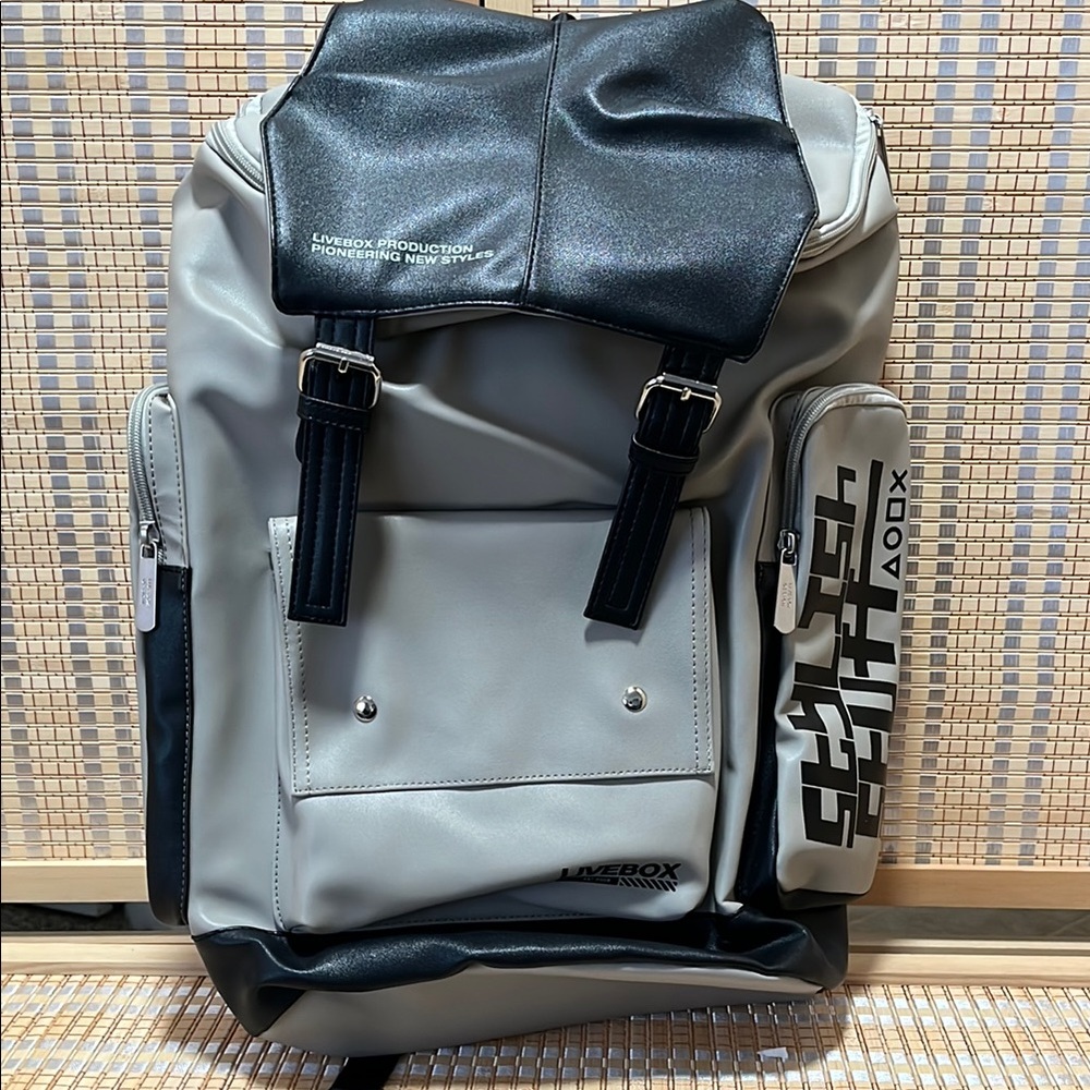 Black and Gray Structured Backpack with Durable Fabric